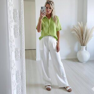 Laura Plus Linen Button Down Blouse